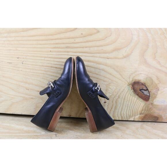 Celine Loafers Womens 6 Black Leather Chain Link Slip On Shoes Italy - Picture 5 of 8